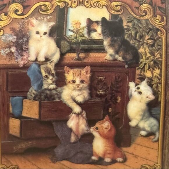 Vintage Kitten Capers Cat Tales Music Box Plays Don’t Worry Be Happy ‘02 Numered - Picture 2 of 11